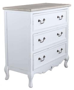 Cassettiera Cuore 3 Cassetti 80x38x80 h cm in Legno di paulownia Bianco