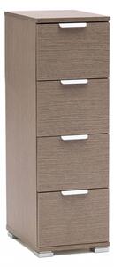Cassettiera 4 Cassetti Rovere Grigio 27x38x85 h cm in Truciolare bilaminato Rovere grigio