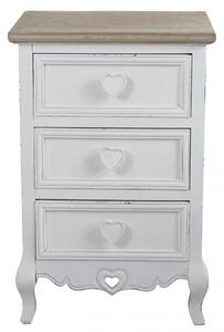 Cassettiera Cuore 3 Cassetti 45x34x66 h cm in Legno di paulownia Bianco