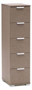 Cassettiera 5 Cassetti Rovere Grigio 27x38x103 h cm in Truciolare bilaminato Rovere grigio