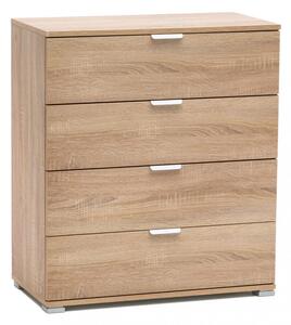 Mobiletto 4 Cassetti Naturale 75x38x85 h cm in Truciolare bilaminato Marrone chiaro