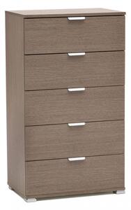 Cassettiera 5 Cassetti Rovere Grigio 60x38x103 h cm in Truciolare bilaminato Rovere grigio