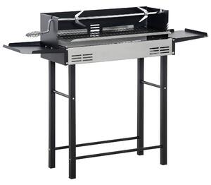 Barbecue a Carbone Carbonella 118x32x90 cm in Acciaio Inox e Metallo Nero