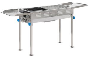 Barbecue a Carbone Carbonella 120x31x60-70 cm in Acciaio Inox Argento