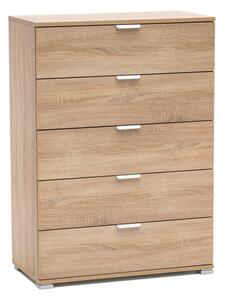Mobiletto 5 Cassetti Naturale 75x38x103 h cm in Truciolare bilaminato Marrone chiaro