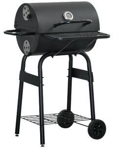 Barbecue a Carbone Carbonella 68x63x102 cm con Coperchio in Metallo Nero
