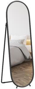 HOMCOM Specchio a Figura Intera da Terra con Supporto Pieghevole, in Vetro e Metallo, 40x41x159 cm, Nero