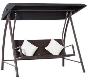 Dondolo 3 Posti 198x124x179 cm in Rattan Polietilene e Metallo Marrone