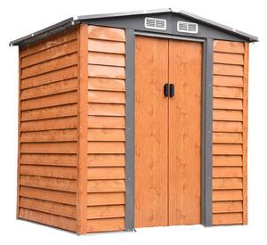 Casetta Box da Giardino 197,5x160x178-201 cm in acciaio e Polipropilene Marrone