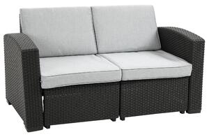 Divano da Giardino 141x71x75 cm in Polipropilene Effetto Rattan Grigio e Nero