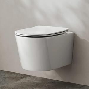 Water closet a muro Kronenbach, senza anello di scarico, con sistema di scarico a rotazione e sedile WC slim