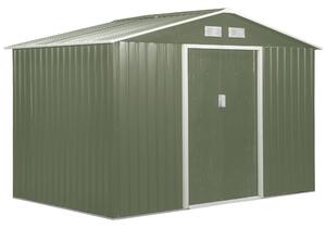Casetta Box da Giardino 277x195x192 cm in Acciaio e Polipropilene Verde Chiaro