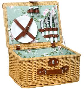 Outsunny Cestino da Picnic in Vimini per 2 Persone con Piatti, Calici, Cavatappi e Posate, 40x30x20 cm, Marrone | Aosom Italy