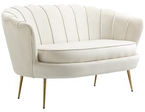 Divano 2 Posti 130x77x77 cm in Velluto Crema