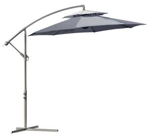 Ombrellone da Giardino Decentrato Ø267x265 cm in Acciaio e Poliestere Grigio