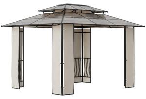 Gazebo da Giardino 3,65x3m in Acciaio e Alluminio Marrone