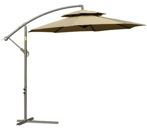 Ombrellone da Giardino Decentrato Ø267x265 cm in Acciaio e Poliestere Marrone