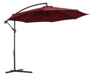 Ombrellone da Giardino Decentrato Ø300x250 cm in Acciaio e Poliestere Rosso Scuro