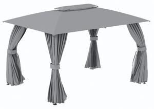 Gazebo da Giardino 3,95x2,95m in Acciaio Grigio