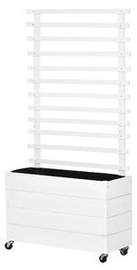 Fioriera con Traliccio e Ruote 76x30x155 cm in Legno Bianca