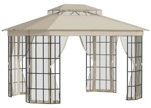 Gazebo da Giardino 3,65x3m in Metallo Beige