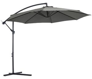 Ombrellone da Giardino Decentrato Ø300x250 cm in Acciaio e Poliestere Grigio