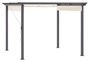 Pergola da Giardino 2,95x2,95m in Alluminio e Poliestere Bianco Crema