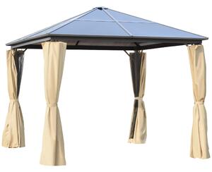 Gazebo da Giardino 2,94x2,94m con Zanzariere in Policarbonato Caffè e Cachi