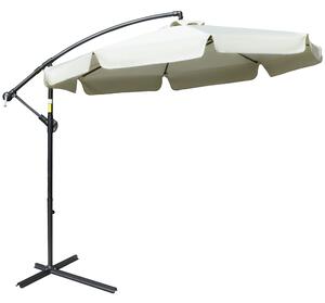 Ombrellone da Giardino Decentrato Ø265x265 cm in Metallo e Poliestere Beige