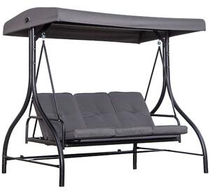 Dondolo Letto 3 Posti 195x117x174 cm in Metallo e Poliestere Grigio
