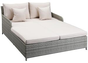 Lettino Prendisole 2 Posti da Giardino 158x134x70 cm in Rattan e Polietilene Grigio