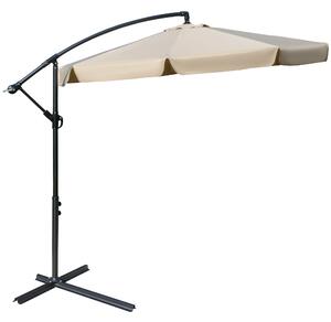 Ombrellone da Giardino Decentrato Ø265x265 cm in Metallo e Poliestere Marrone Chiaro