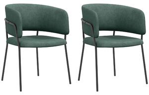 HOMCOM Set 2 Sedie per Cucina Imbottite, in Tessuto Effetto Velluto e Acciaio, 57x53x73 cm, Verde