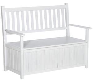 Panchina da Giardino 2 Posti 123,5x66,5x97 cm con Contenitore in Legno Bianco