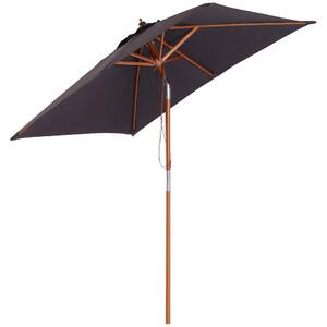 Ombrellone da Giardino 2x1,5 m Palo Ø38 mm in Legno e Poliestere Grigio Scuro
