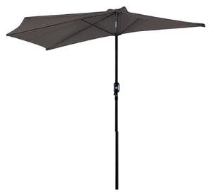 Mezzo Ombrellone da Giardino 269x138x236 cm in Metallo e Poliestere Grigio