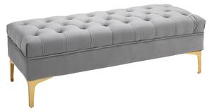 Panca Imbottita Fondoletto 118x45x42 cm in Tessuto Vellutato Grigio