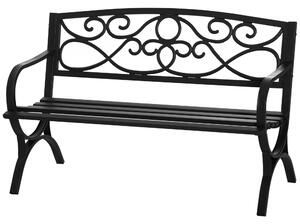 Panchina da Giardino 2 Posti 128x58,5x85 cm in Acciaio e Ghisa Nero