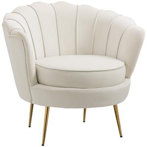 Poltrona Imbottita 179x77x77 cm in Velluto Crema