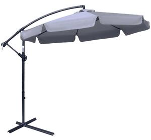 Ombrellone da Giardino Decentrato Ø265x265 cm in Metallo e Poliestere Grigio