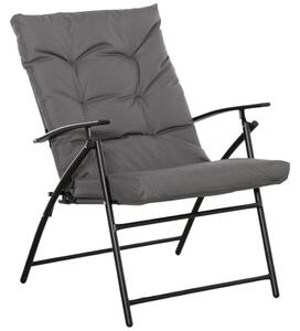 Sedia Pieghevole da Giardino 65x65x94 cm in Metallo e Tessuto Oxford Grigio