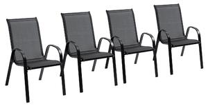 Set 4 Sedie da Giardino 70x54x90 cm in Metallo e Tessuto Nero
