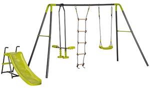 Set Altalena 3 Posti con Cavallina e Arrampicata + Scivolo Nero e Verde