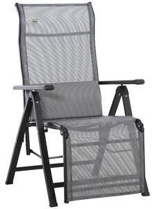 Sedia Sdraio Zero Gravity Reclinabile 70x65x111 cm in Acciaio e Tessuto a Rete Grigio