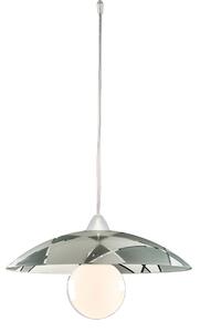 Sospensione Diam.40 cm 1 Luce Plastica Vetro Serigrafato Bianco e Grigio Serie Trapezio