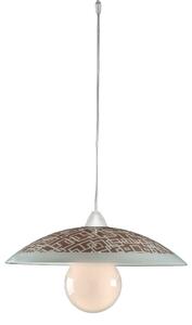 Sospensione Diam.40 cm 1 Luce Plastica Vetro Serigrafato Bianco e Tortora Serie Trama