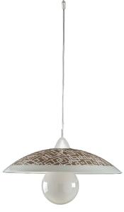 Sospensione Diam.40 cm 1 Luce Plastica Vetro Serigrafato Bianco e Tortora Serie Dodo