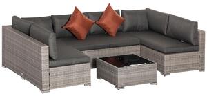 Set Salotto da Giardino Divano 2 Poltrone e Tavolino in Rattan Polietilene Grigio