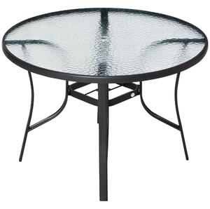 Tavolo da Giardino Ø106,5x71 cm in Acciaio e Vetro Nero