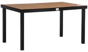 Tavolo da Giardino 140x90x74 cm in Alluminio e Plastica Nero e Color Legno